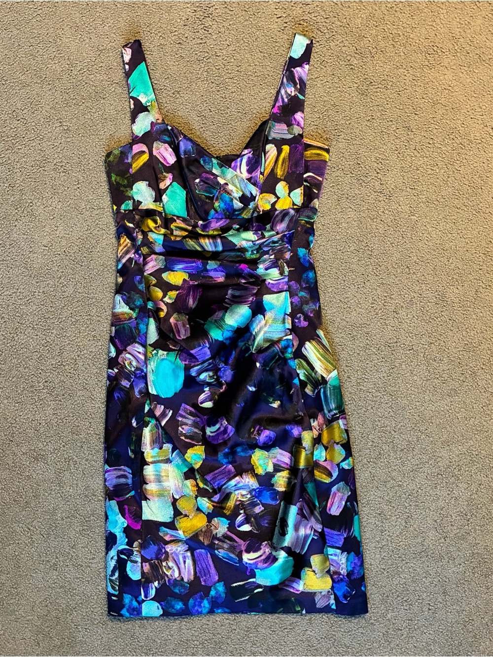 Donna Morgan Floral Sleeveless Mid-Dress Cocktail Formal Multicolor Size 2